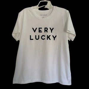 Lucky Brand Los Angeles “Very Lucky” Tee T-Shirt EUC White / Black XL-L